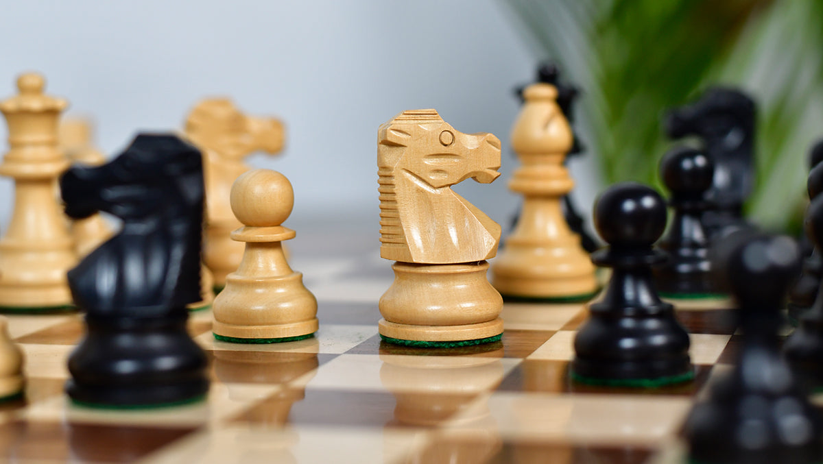 French Lardy Exclusive Wooden Chess Pieces – Handcrafted Ebonized & Boxwood | 3" King with Extra Queen
