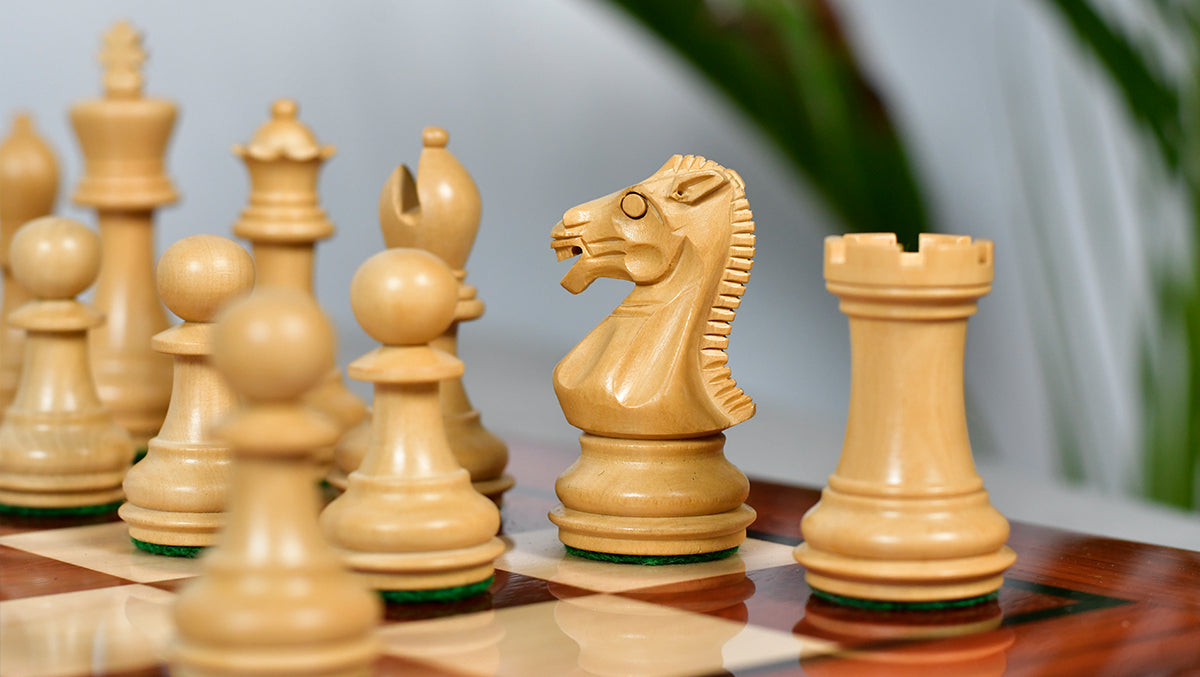 Laughing Knight Staunton Series Chess Pieces in Ebonized & Boxwood - 3.0" King
