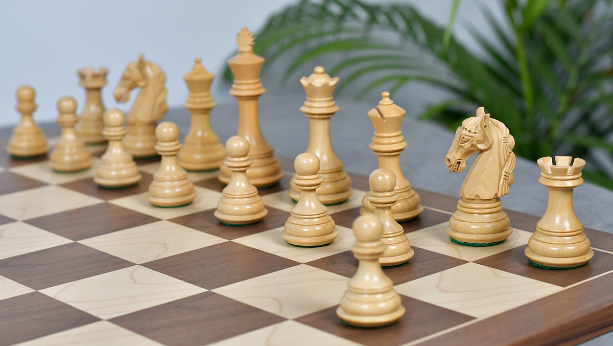 3.8" New Columbian Staunton Series Chess Pieces in Sheesham Wood & Boxwood - 1100 grams