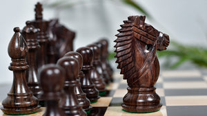 The Bridle Knight Series Wooden Chess Pieces in Indian Rosewood & Box Wood - 4.1" King