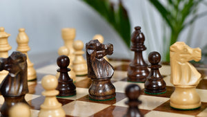 French Lardy Exclusive Weighted Chess Pieces in Sheesham Wood / Box wood - 3.75" Extra Queens
