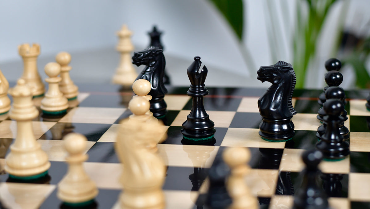Classic 101 Staunton Series Club Sized Wooden Chess Pieces In Ebony Wood & Box Wood - 3.0" King