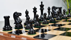The 1849 Cooke Type 2 Jaques Staunton Weighted 3.5 inch King Chess Pieces in Ebony wood and Vintage Antique Boxwood - 1100 Grams Weight