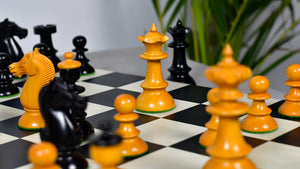 Reproduced Vintage Series Original Austrian Coffee House Old Vienna Chess Pieces in Ebonized and Antique Boxwood V2.0- 3.75" King