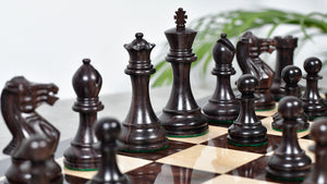 Pro Staunton Series Tournament Weighted Chess Pieces in Indian Rosewood and Boxwood - 3.8" King