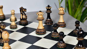 The Parker Staunton Series Lacquered Chess Pieces in Burnt Boxwood & Natural Boxwood - 3.9" King