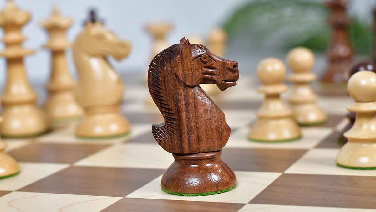 Vintage Series Original Austrian Coffee House Old Vienna Chess Pieces in Sheesham Wood and Boxwood V2.0- 3.75" King