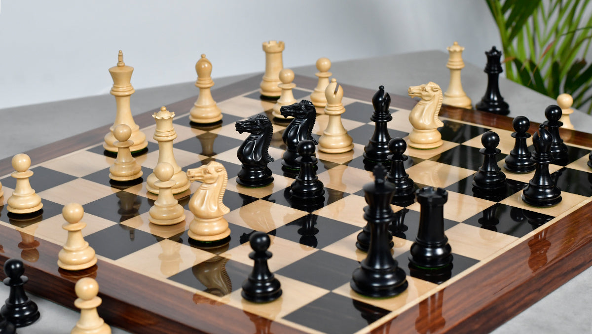 Modern Staunton Series Chess Pieces for Chess Players - Ebony & Box Wood - 3.75" King