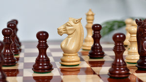 Meghdoot Staunton Series Wooden Chess Pieces in Bud Rosewood & Boxwood - 3.2" King