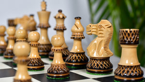 Burnt Blazed Series Handcarved (Lacquerd) Chess Pieces in Burnt Boxwood - 3.8" King