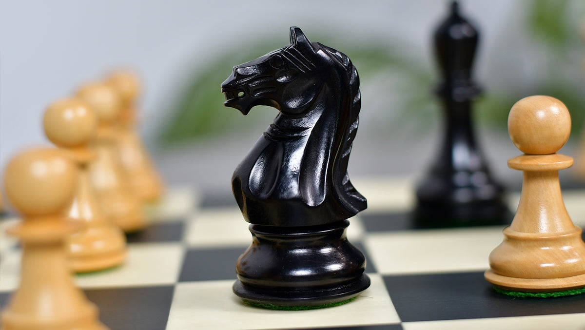 The 4 Inch Supreme Series (The Queen’s Gambit) Staunton Weighted Chess Pieces in Black Ebonized Wood & Boxwood - 1100 grams