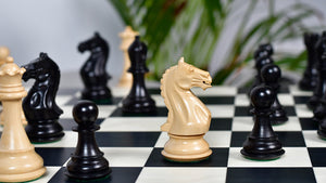 Fierce Knight (Queen's Gambit Series) Staunton Wooden Chess Pieces in Ebonized Boxwood & Box Wood - 4.0" King