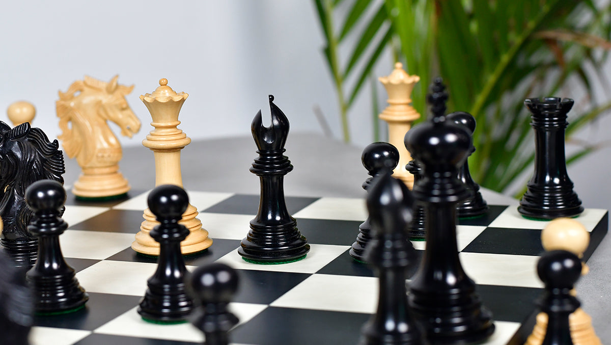 Crown Heritage Series Luxury Chess Pieces in Ebony Wood & Natural Boxwood 4.3” King