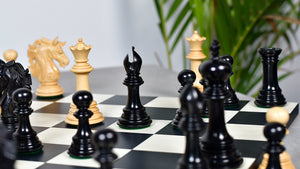 Crown Heritage Series Luxury Chess Pieces in Ebony Wood & Natural Boxwood 4.3” King