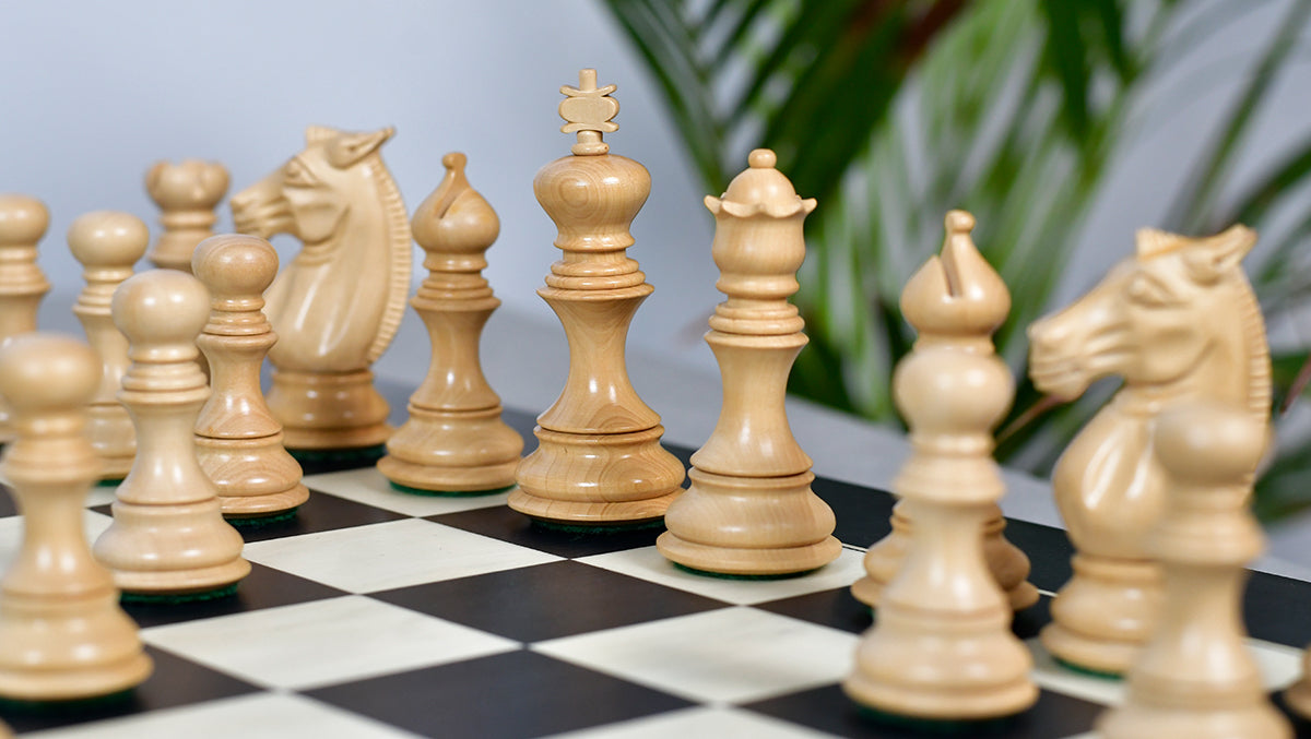 Meghdoot Staunton Series Wooden Chess Pieces in Ebony & Box Wood - 3.2" King