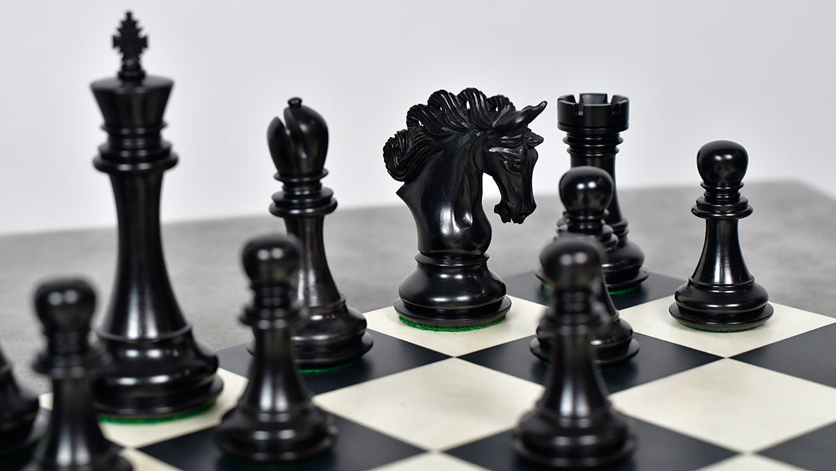 The Pegasus Series Artisan Staunton Chess Pieces version 2.0 in Ebony / Boxwood - 4.6" King