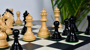 The Bridle Series Luxury Triple Weighted Chess Pieces in Ebony Wood / Boxwood - 4.2" King