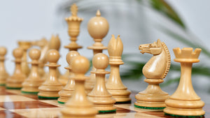 Reproduced 3.5" King Size William Hamlett Wooden Chess Pieces in Bud Rosewood / Boxwood