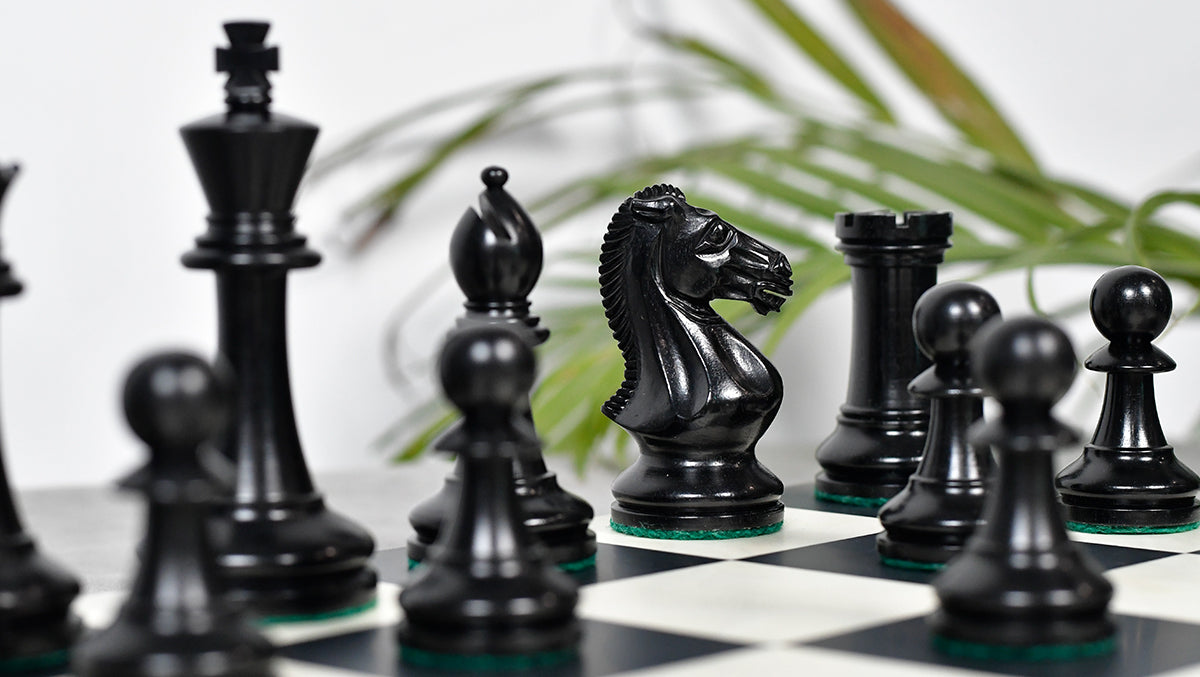 GM Blitz Edition Staunton Series Chess Pieces in Ebony Wood & Natural Boxwood - 3.75" King