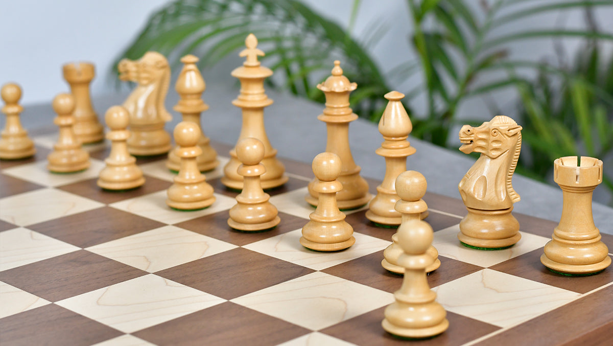 3.7'' British Staunton Series Wooden Chess Pieces in Anjan Wood & Box Wood - 1200 Grams