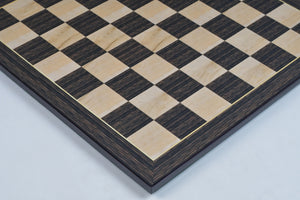 21" Wooden Chess Board in Tiger Ebony & Maple Look with Epoxy Matte Finish – 55mm Squares