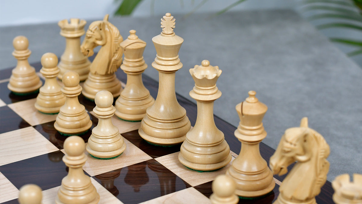3.8'' New Columbian Staunton Series Chess Pieces in Rosewood & Boxwood - 1100 grams