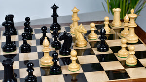 19th Century Antique Austrian Series Hand Crafted Chess Pieces in Ebonized & Boxwood - 4.2" King