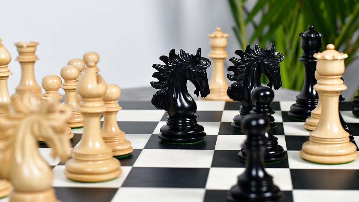 The Arabian Knight Series Artisan Staunton Luxury Chess Pieces in Ebony & Boxwood - 4.2" King