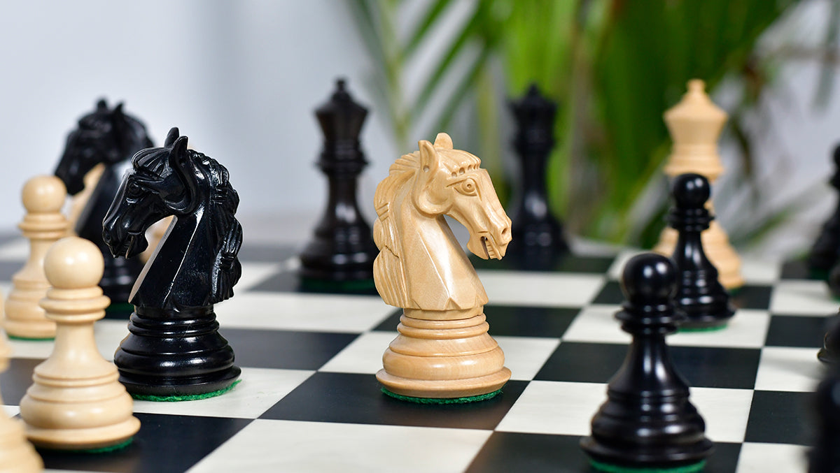 Columbian Staunton Series Chess Pieces in Ebony Wood & Box wood - 3.8" King