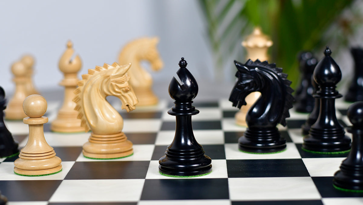 California Chrome Staunton Series Luxury Chess Pieces Version 2.0 in Ebony / Boxwood - 4.25" King