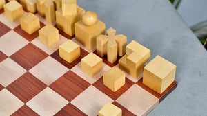 1924 Josef Hartwig Bauhaus Chess Pieces in Ebonized Boxwood & Natural Boxwood - 1.9" King