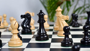 American Staunton Series Weighted Tournament Chess Pieces in Ebonized Boxwood & Boxwood - 4.1" King
