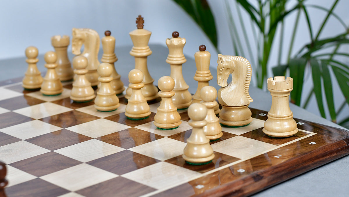 1959 World Chess Championship Old Russian Zagreb Chess Pieces - Sheesham Wood & Boxwood - 3.8" King