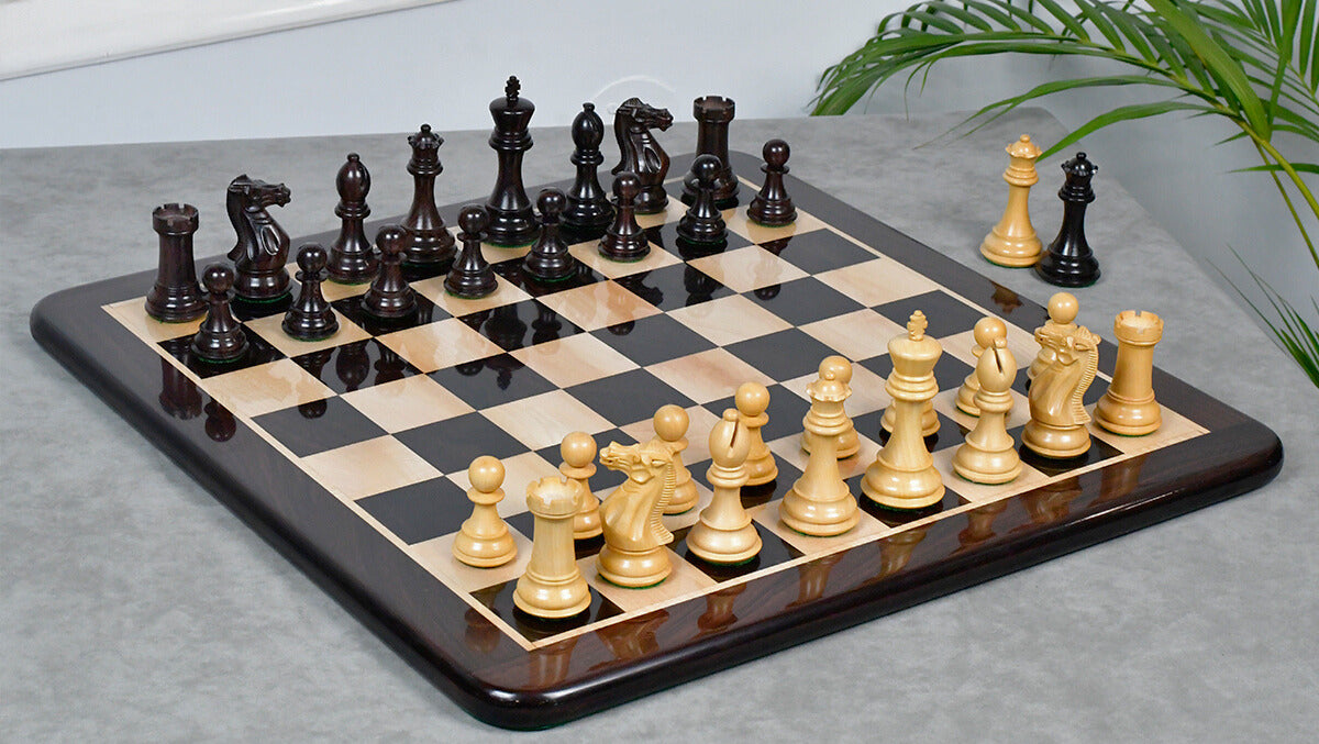 The Honour of Staunton (HOS) Series Weighted Chess Pieces in Rosewood & Natural Boxwood - 4.0" King
