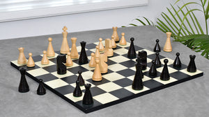 4.09" Classic Series Cone Shaped Chess Pieces in Ebonized Boxwood & Natural Boxwood - 940 Grams