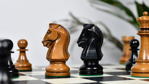 1950s' Fischer Dubrovnik Weighted Chess Pieces Set in Genuine Ebony Wood / Distressed Antique Wood - 4.25" King Size