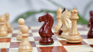 Fierce Knight (The Queen's Gambit) Staunton Series Chess Pieces in Bud Rosewood & Box Wood - 4.0" King