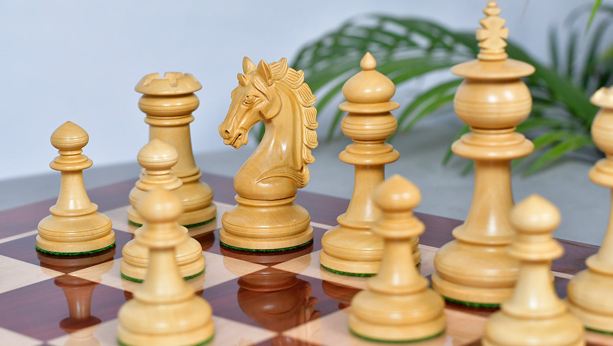 The Artisan Knight Handcrafted Luxury Wooden Chess Pieces In Bud Rosewood & Natural Boxwood - 4.4" King