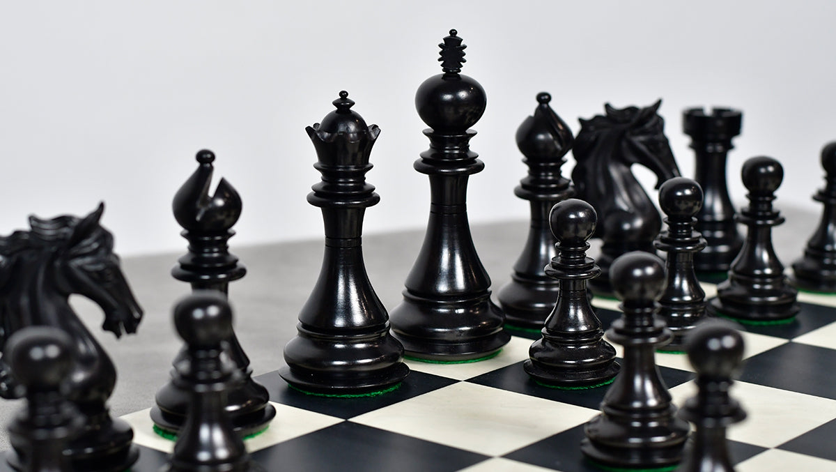 The Shera Series Staunton Triple Weighted Chess Pieces V2.0 in Ebony / Box Wood - 4.5" King