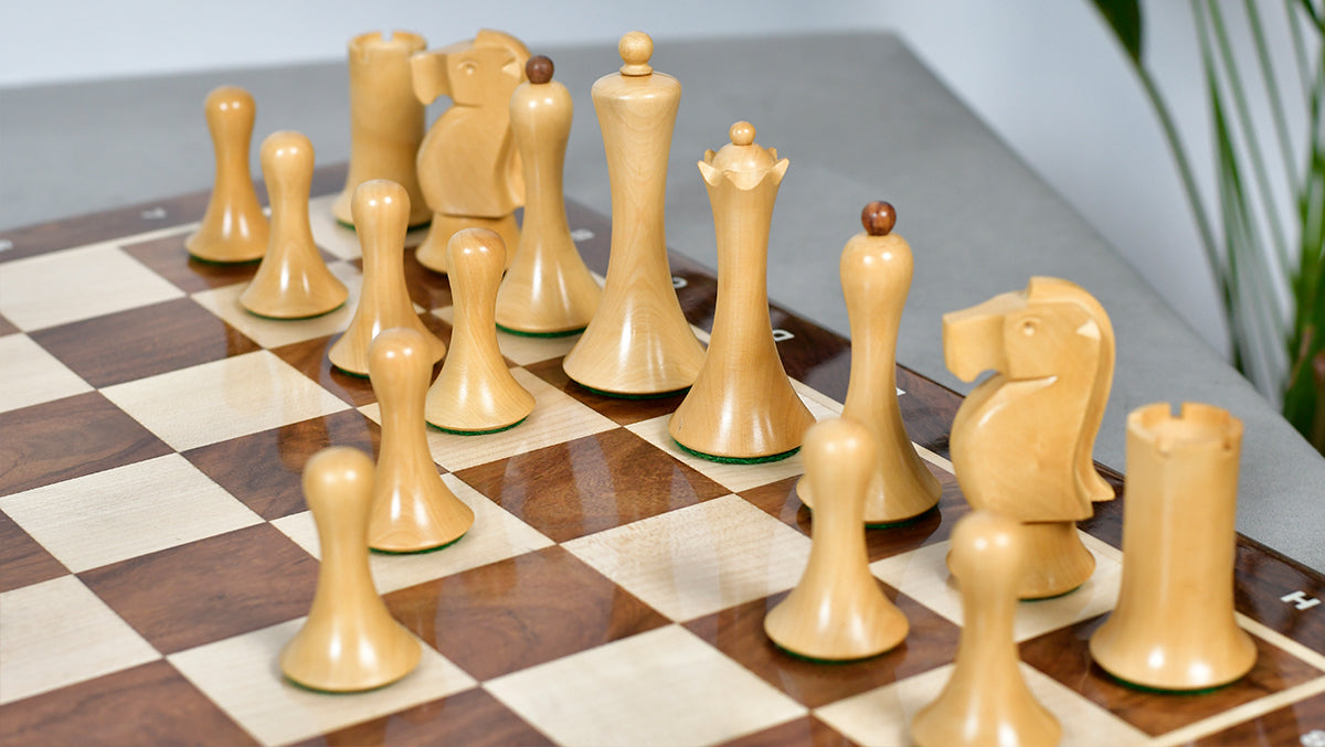 Minimalist Soviet-Style Chess Pieces In Sheesham & Boxwood - 3.7” King