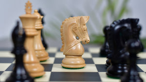 3.58" Bridle Series Wooden Chess Pieces in Ebony & Box Wood - 1200 Grams