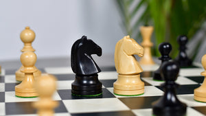 Russian (Soviet Era) Series Chess Pieces in Ebonized Boxwood & Natural Boxwood - 3.75" King