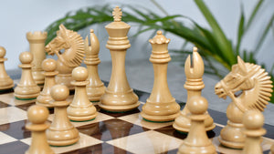 American Bridle Triple-Weighted Chess Pieces with Extra Queen - Handcrafted in Rosewood & Boxwood 4.2" King