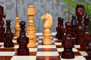 Northern Traditional Art Collector Edition Carved King & Queen Face Chess Pieces in Bud Rosewood & Boxwood – 5.1” King