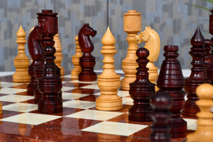Northern Traditional Art Collector Edition Carved King & Queen Face Chess Pieces in Bud Rosewood & Boxwood – 5.1” King