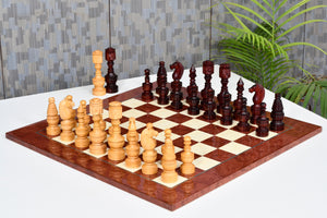 Northern Traditional Art Collector Edition Carved King & Queen Face Chess Pieces in Bud Rosewood & Boxwood – 5.1” King