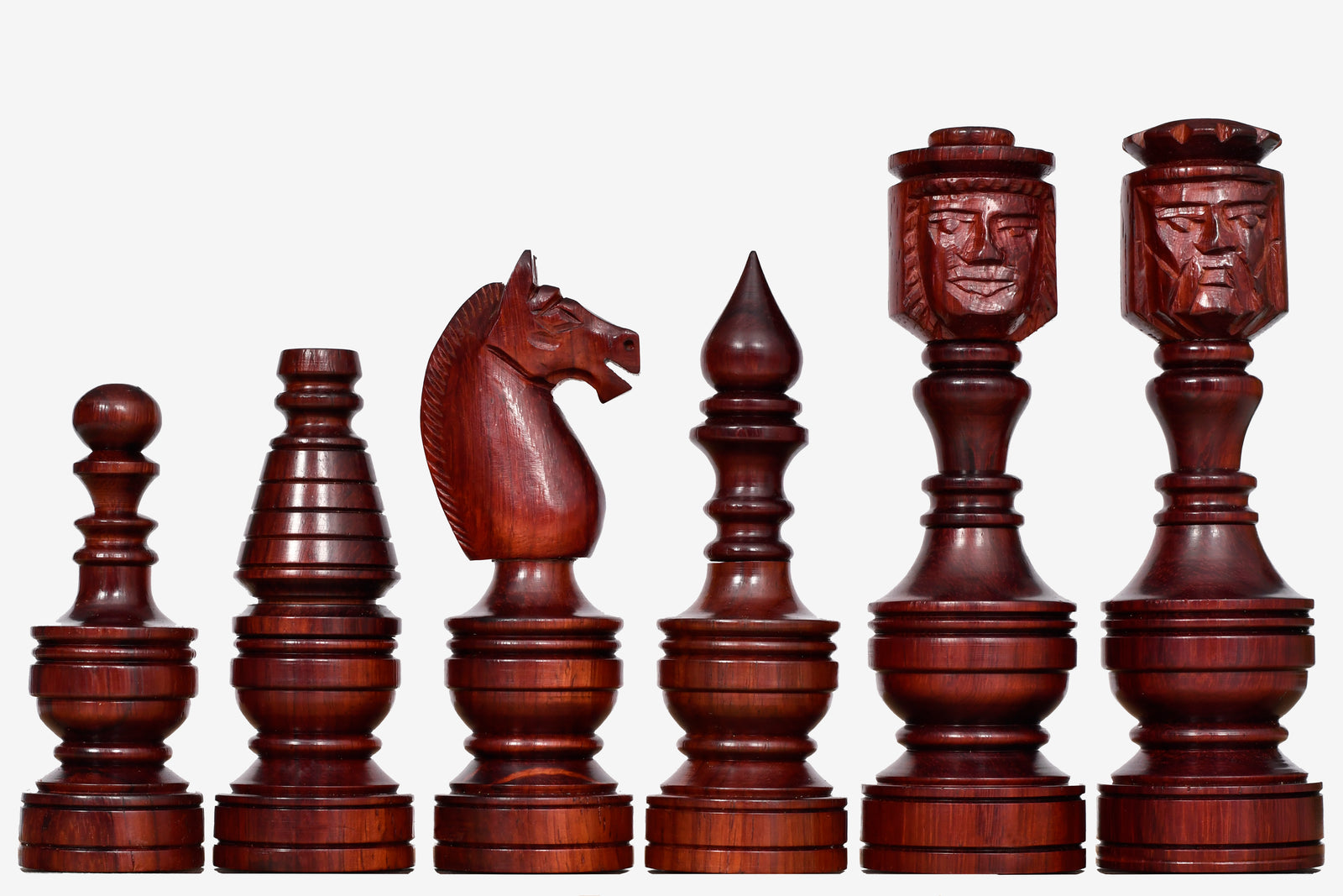 Northern Traditional Art Collector Edition Carved King & Queen Face Chess Pieces in Bud Rosewood & Boxwood – 5.1” King
