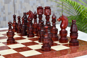 Northern Traditional Art Collector Edition Carved King & Queen Face Chess Pieces in Bud Rosewood & Boxwood – 5.1” King