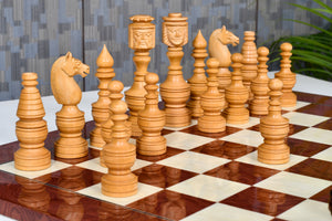 Northern Traditional Art Collector Edition Carved King & Queen Face Chess Pieces in Bud Rosewood & Boxwood – 5.1” King