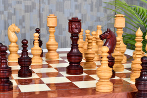 Northern Traditional Art Collector Edition Carved King & Queen Face Chess Pieces in Bud Rosewood & Boxwood – 5.1” King